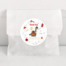 Schattige brandweerman Dino jarig Ronde Sticker