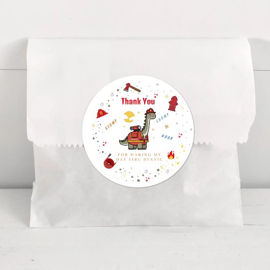 Schattige brandweerman Dino jarig Ronde Sticker