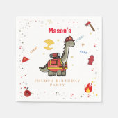 Schattige brandweerman Dino jarig Servet (Voorkant)