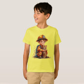👨🚒🐱 Schattige brandweerman en kitten reddingsc T-shirt (Voorkant volledig)