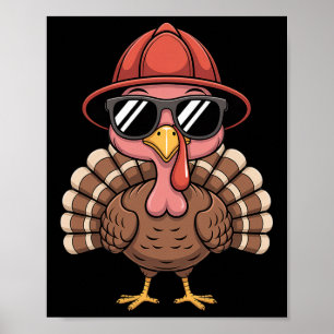 Schattige brandweerman kip gezicht zonnebril herfs poster