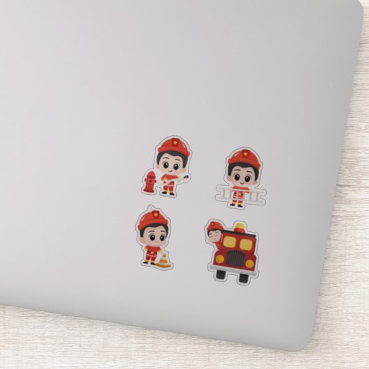 Schattige Brandweerman Sticker Set voor kinderen (Detail)