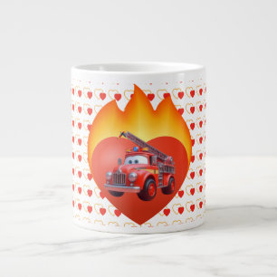 Schattige brandweerwagen Valentijnsdag Grote Koffiekop