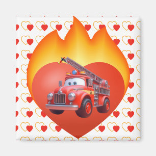Schattige brandweerwagen Valentijnsdag Magneet