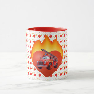 Schattige brandweerwagen Valentijnsdag Mok