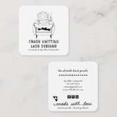 Schattige breien Lady Custom gebreide goederen Vierkante Visitekaartje (Voorkant / Achterkant)