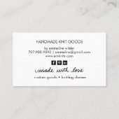 Schattige breiwerk en breiinstructie visitekaartje (Achterkant)