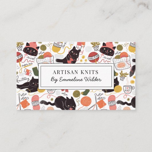 Schattige breiwerk en breiinstructie visitekaartje (Voorkant)