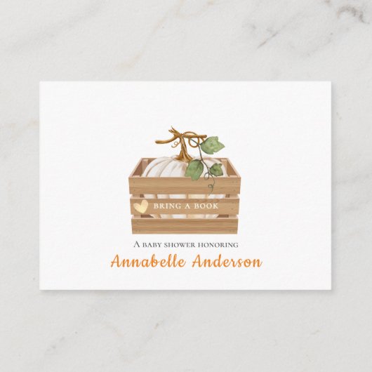 Schattige Breng een boek Pumpkin Baby shower Informatiekaartje (Achterkant)