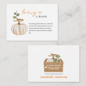 Schattige Breng een boek Pumpkin Baby shower Informatiekaartje (Voorkant / Achterkant)