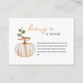 Schattige Breng een boek Pumpkin Baby shower Informatiekaartje (Voorkant)
