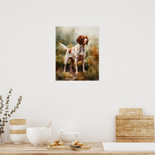 Schattige Bretagne Dog Art Print Poster (Keuken)