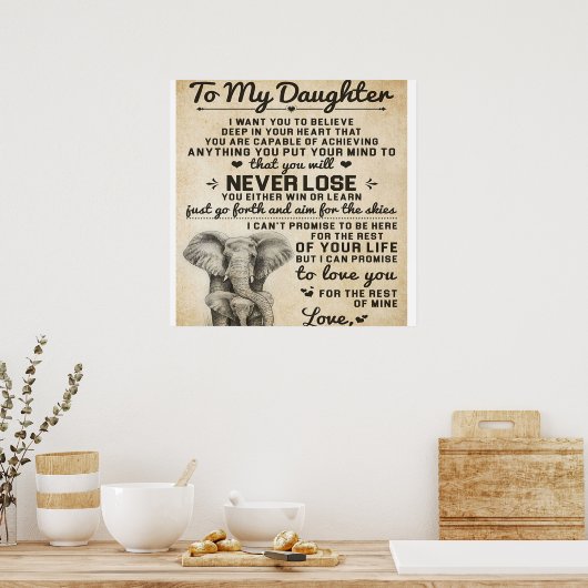 Schattige brief aan de dochter | Lovely Gift Poster (Keuken)