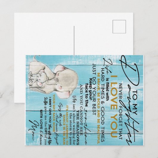 Schattige brief aan mijn dochter, liefdevol cadeau aankondigingskaart (Voorkant / Achterkant)