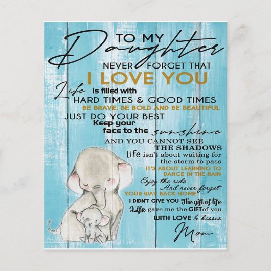 Schattige brief aan mijn dochter, liefdevol cadeau flyer (Voorkant)