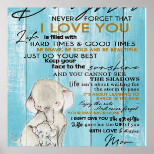 Schattige brief aan mijn dochter, liefdevol cadeau poster