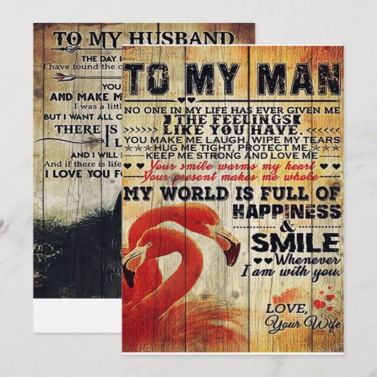 Schattige brief aan mijn man | Lovely Gift Feestdagenkaart (Voorkant / Achterkant)