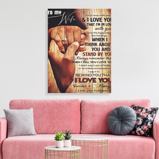 Schattige brief aan vrouw, liefdevol cadeau, canvas afdruk (Insitu (Woonkamer))