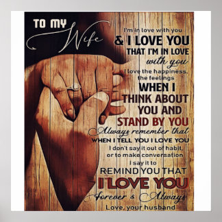 Schattige brief aan vrouw, liefdevol cadeau, poster