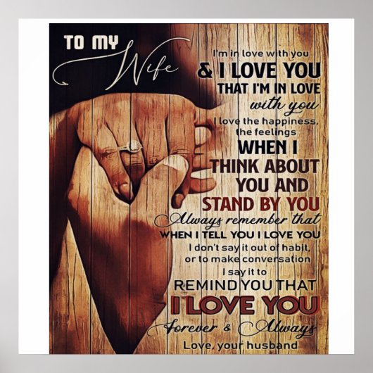 Schattige brief aan vrouw, liefdevol cadeau, poster (Voorkant)