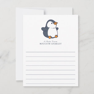 Schattige Briefpapier pinguïnkaarten voor kinderen Bedankkaart