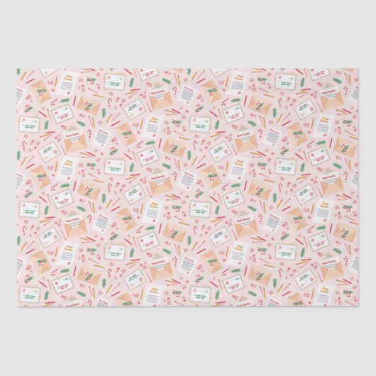 Schattige brieven aan Santa Mail kerstpatroon Tissuepapier (Voorkant)