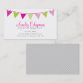 SCHATTIGE BRIGHT BUNTING bold party roze lime groe Visitekaartje (Voorkant / Achterkant)