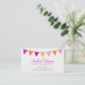 SCHATTIGE BRIGHT BUNTING bold party roze sinaasapp Visitekaartje (Staand voorkant)