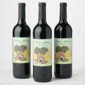 Schattige Bright Love Bunny Rabbits Bruiloft Jubil Wijn Etiket (Flessen)