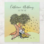 Schattige Bright Love Bunny Rabbits Bruiloft Jubil Wijn Etiket (Enkel label)