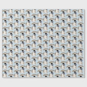 schattige brij met blauwe boog cadeaupapier (Vlak)