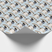 schattige brij met blauwe boog cadeaupapier (Hoek)