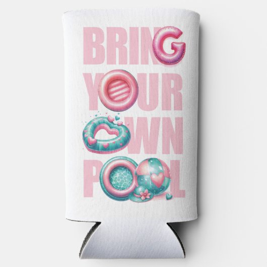 Schattige Bring Your Own Pool Party Seltzer Blikjeskoeler (Voorkant)