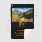 Schattige British Owl Nesting op Monogram Egg Foto Golfhanddoek (Insitu)
