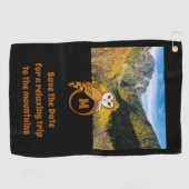 Schattige British Owl Nesting op Monogram Egg Foto Golfhanddoek (Horizontaal)