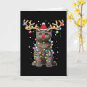 Schattige Britse Korthaar Kat Grappige Kerst Vakan Kaart (Gele Bloem)