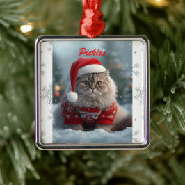Schattige Britse Korthaar Kat Kerst Persoonlijk Metalen Ornament