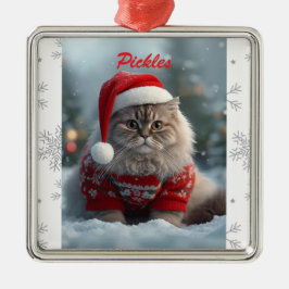 Schattige Britse Korthaar Kat Kerst Persoonlijk  Metalen Ornament