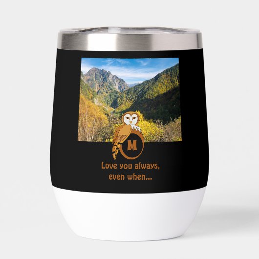 Schattige Britse Owl Nesting Monogram Egg Foto (Achterkant)