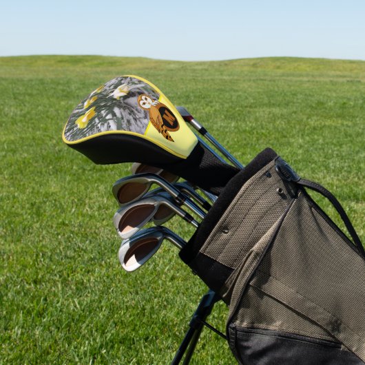 Schattige Britse Owl Nesting Monogram Egg Foto Golfheadcover (Insitu)