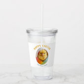 Schattige broedend kuiken Kleurrijke Happy Easter Acryl Drinkbeker (Voorkant)