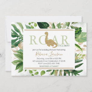 Schattige Brontosaurus Dinosaur Baby Shower Groen Kaart