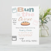 Schattige broodje in oven Baby Q Shower Kaart (Staand voorkant)
