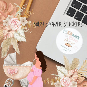 Schattige broodje in oven Baby Q Shower Ronde Sticker