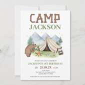 Schattige Brown Beer Mountains Camp thema 1e verja Kaart (Voorkant)