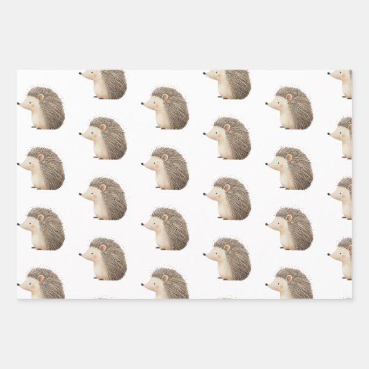 Schattige Brown Cream Hedgehog Inpakpapier Vel (Voorkant 3)