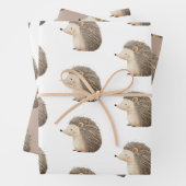 Schattige Brown Cream Hedgehog Inpakpapier Vel (In situ)
