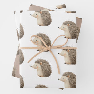 Schattige Brown Cream Hedgehog Inpakpapier Vel
