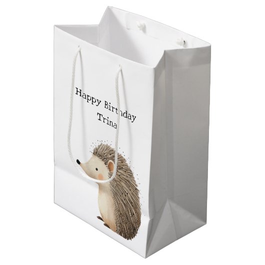 Schattige Brown Cream Hedgehog Medium Cadeauzakje (Voorkant Gekanteld)