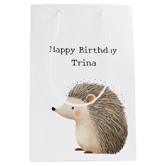 Schattige Brown Cream Hedgehog Medium Cadeauzakje (Voorkant)